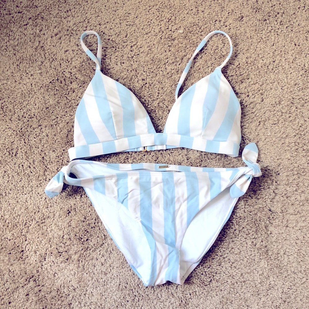 Baby Blue Striped Bikini